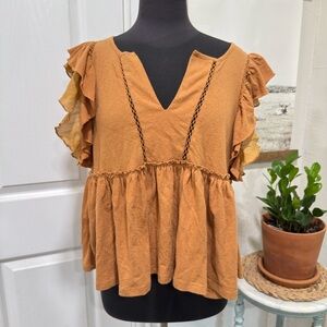 Anthropologie Caroline Ruffled Babydoll Blouse